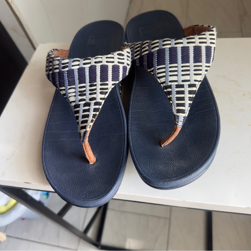Fitflop Blue and White Striped Sandals
